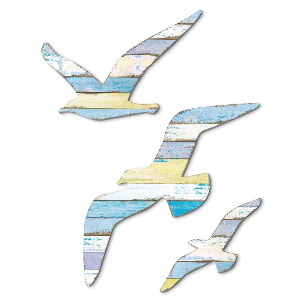 3pcs Wood Seagull Wall Decor, Wooden Beach Nautical Coastal Theme Wall Art🌹